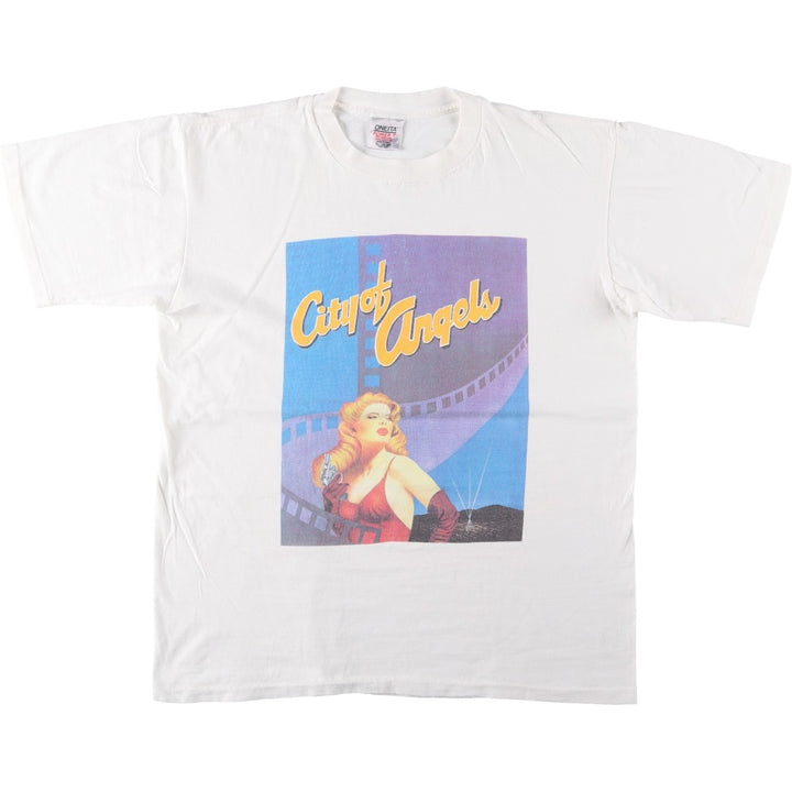 90'S ONEITA POWER-T Printed T-shirt Made in USA Men's XL Vintage cotton white type Vintage Second Hand