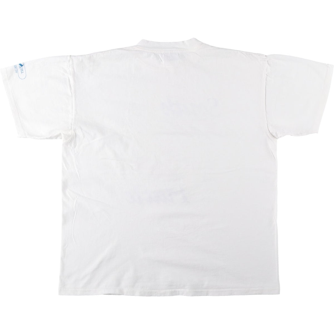 90'S ONEITA POWER-T Fish Print Advertising T-Shirt, Made in USA, Men's XL Equivalent, Vintage cotton white type Vintage Second Hand