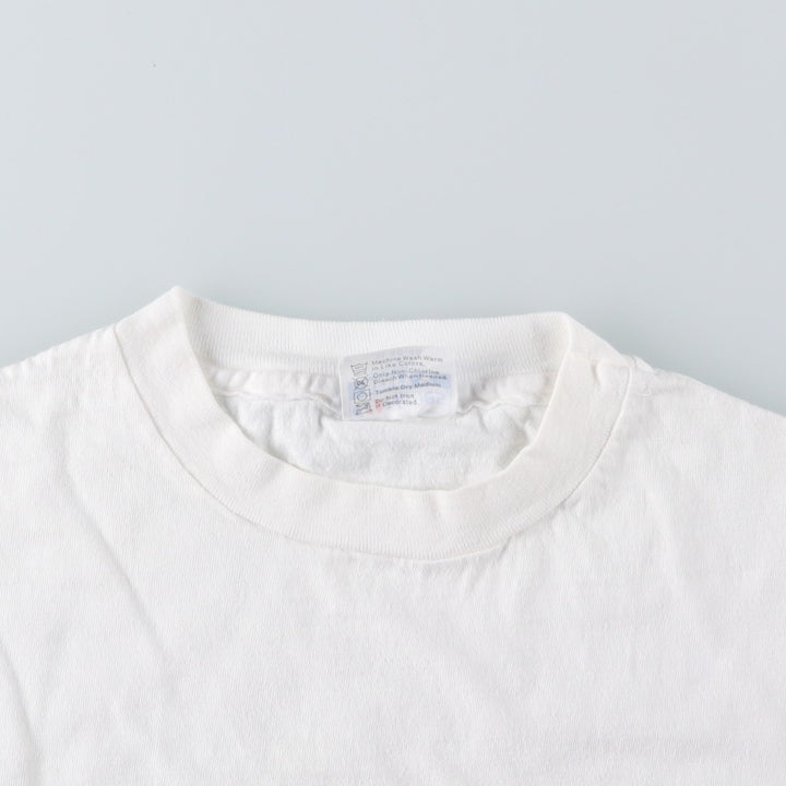 Vintage 80'S Hanes BEEFY-T Blue Tag Printed T-Shirt Made in USA Men's XL cotton white type Vintage Second Hand