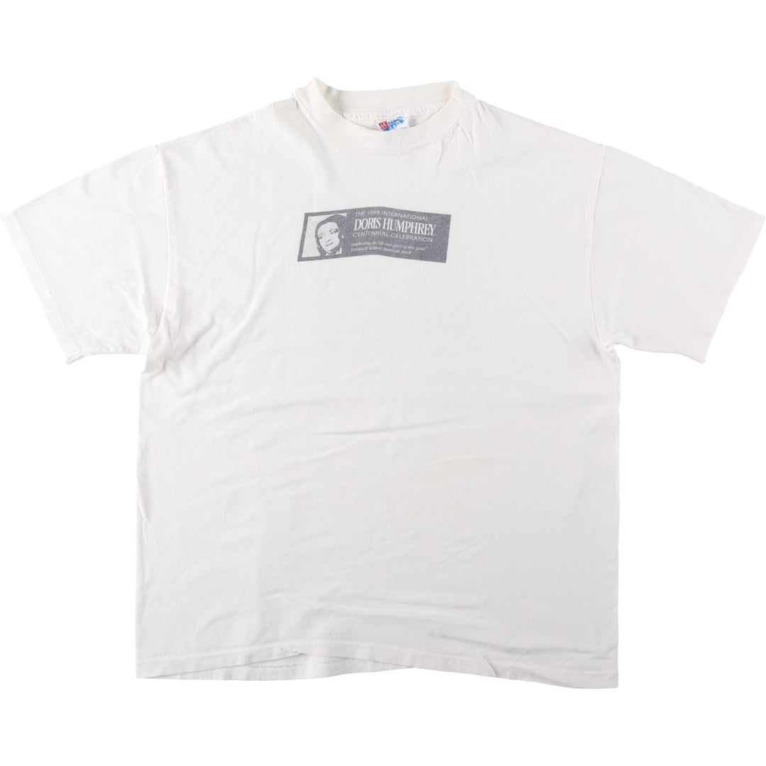 90'S Hanes BEEFY-T Printed T-shirt, Made in USA, Men's L size, Vintage cotton white type Vintage Second Hand
