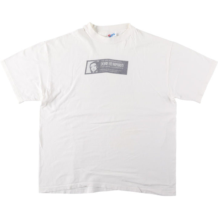 90'S Hanes BEEFY-T Printed T-shirt, Made in USA, Men's L size, Vintage cotton white type Vintage Second Hand