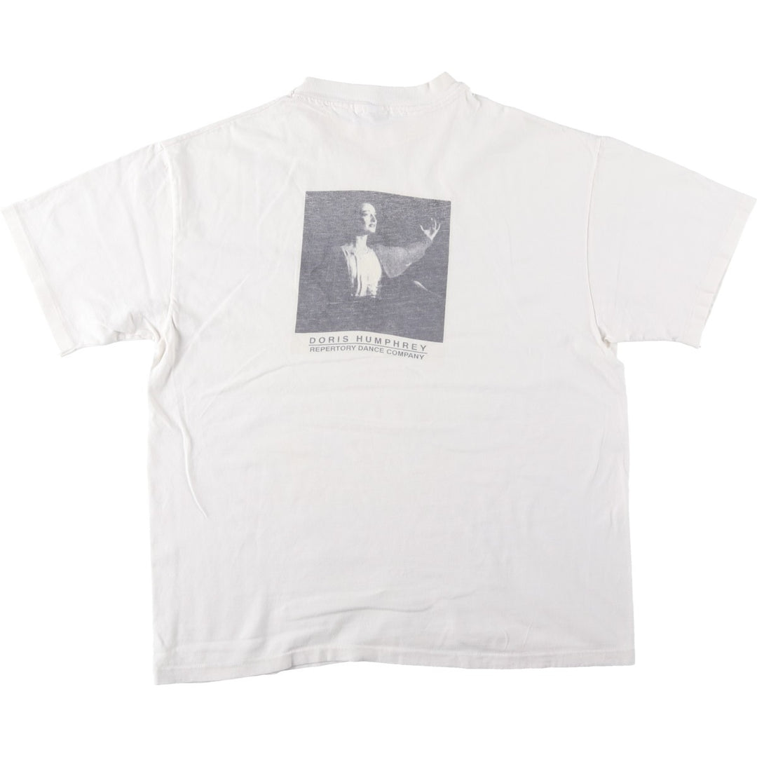 90'S Hanes BEEFY-T Printed T-shirt, Made in USA, Men's L size, Vintage cotton white type Vintage Second Hand