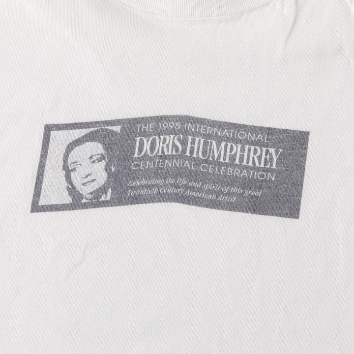 90'S Hanes BEEFY-T Printed T-shirt, Made in USA, Men's L size, Vintage cotton white type Vintage Second Hand