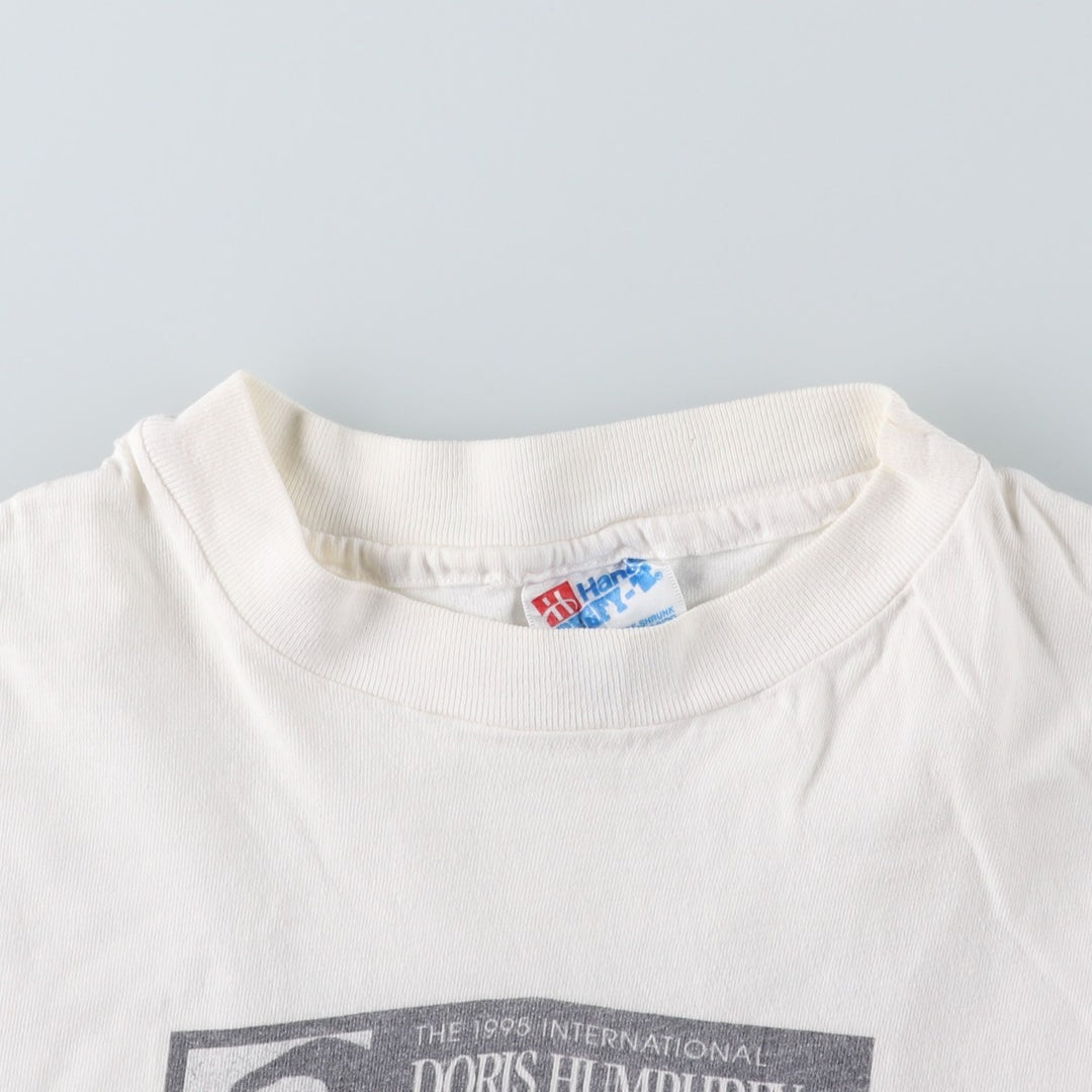 90'S Hanes BEEFY-T Printed T-shirt, Made in USA, Men's L size, Vintage cotton white type Vintage Second Hand