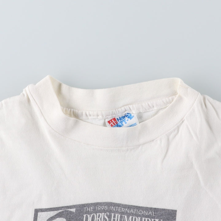90'S Hanes BEEFY-T Printed T-shirt, Made in USA, Men's L size, Vintage cotton white type Vintage Second Hand