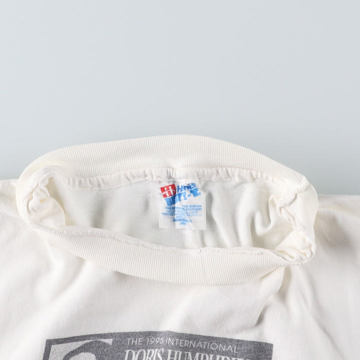 90'S Hanes BEEFY-T Printed T-shirt, Made in USA, Men's L size, Vintage cotton white type Vintage Second Hand