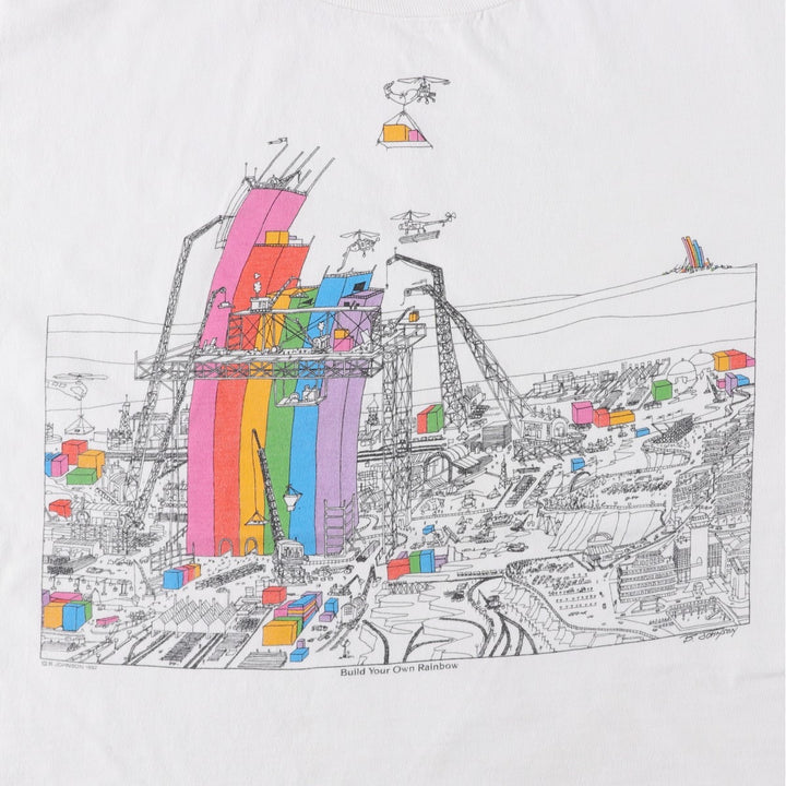 90'S Jerzees Printed T-shirt Made in USA Men's L Size Vintage cotton white type Vintage Second Hand