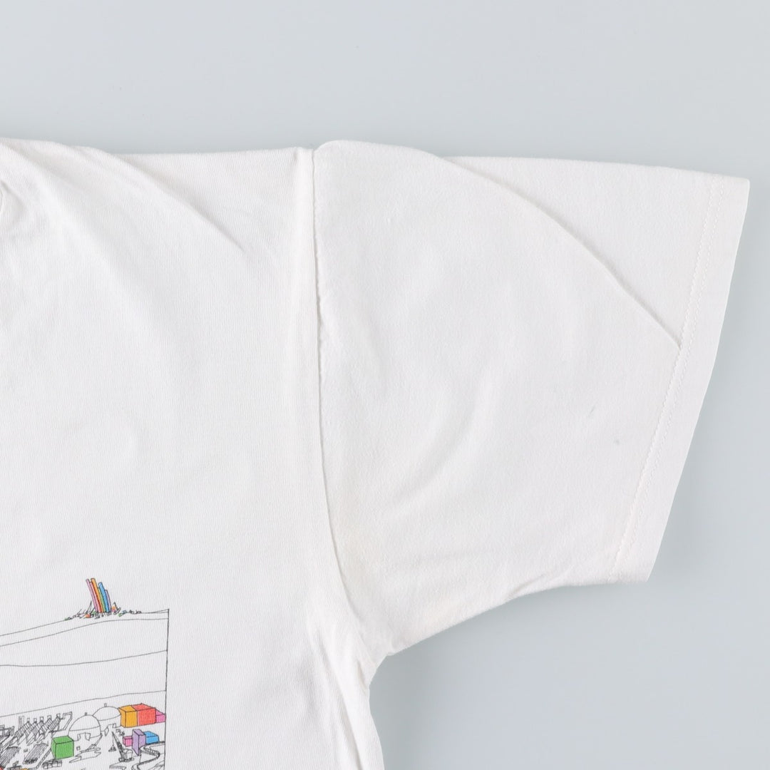 90'S Jerzees Printed T-shirt Made in USA Men's L Size Vintage cotton white type Vintage Second Hand
