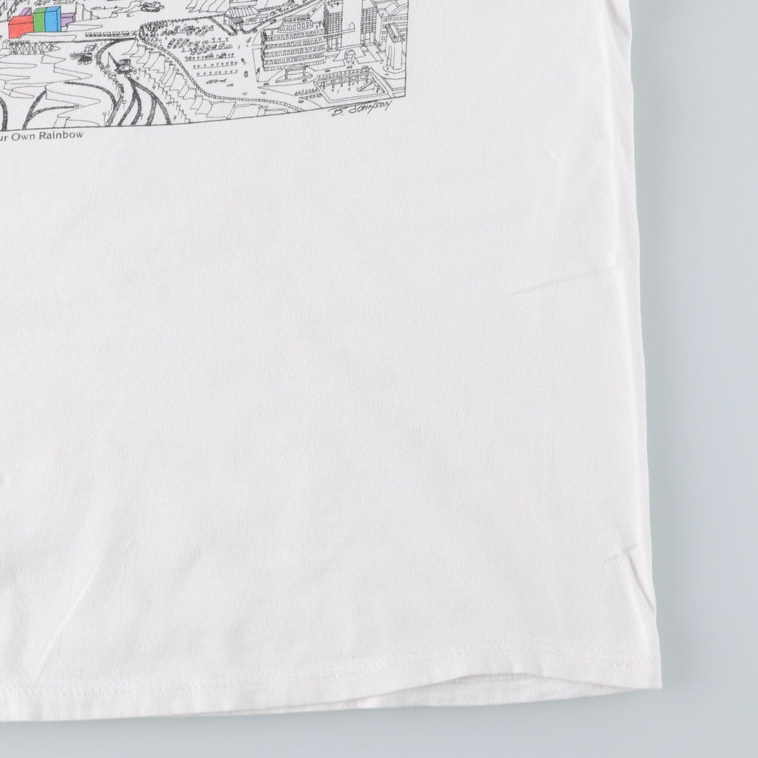90'S Jerzees Printed T-shirt Made in USA Men's L Size Vintage cotton white type Vintage Second Hand
