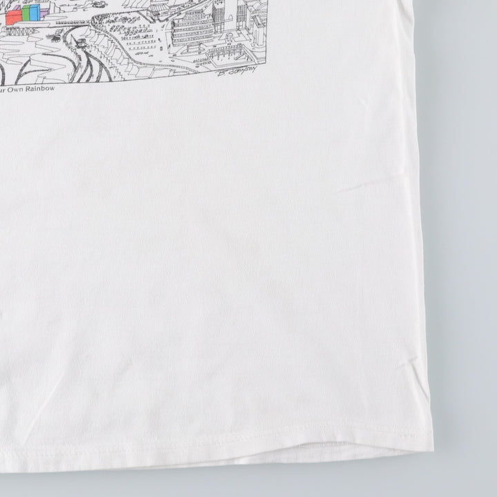 90'S Jerzees Printed T-shirt Made in USA Men's L Size Vintage cotton white type Vintage Second Hand