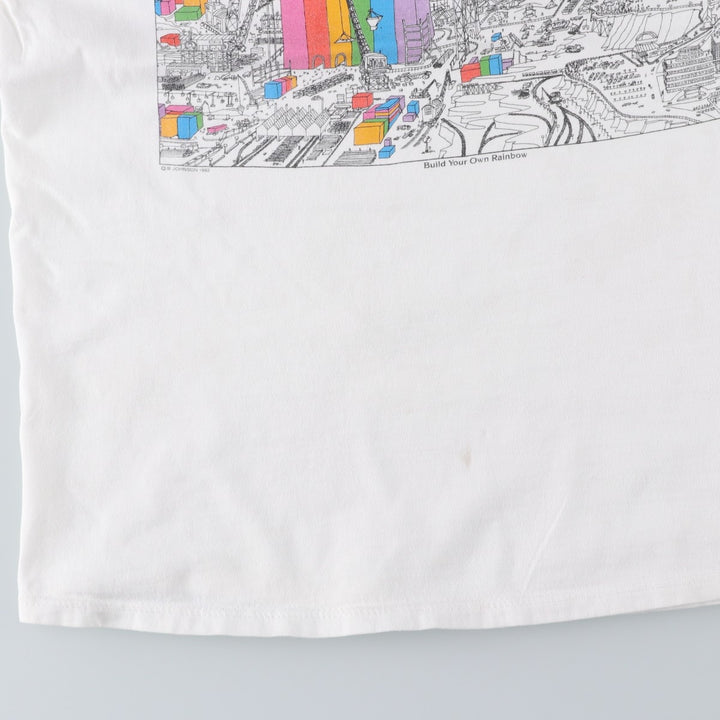 90'S Jerzees Printed T-shirt Made in USA Men's L Size Vintage cotton white type Vintage Second Hand