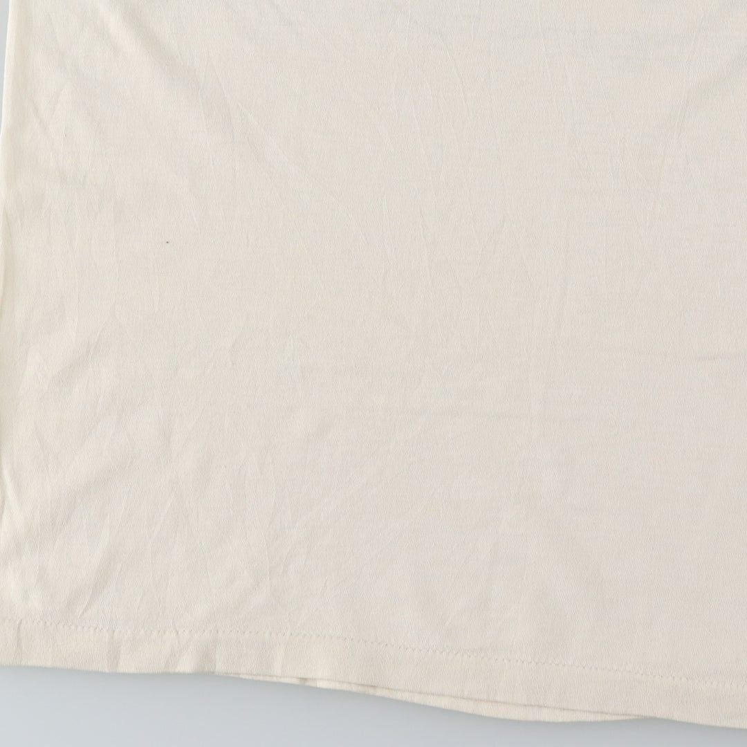 80'S Hanes Fifty-Fifty Blue Tag Printed T-Shirt Made in USA Men's L Size Vintage cotton unbleached Vintage Second Hand