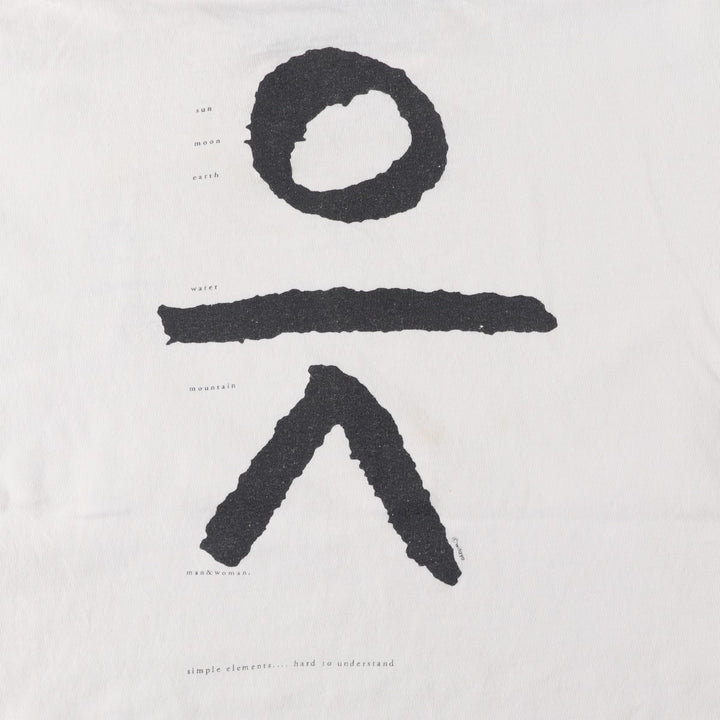 90'S ONEITA Printed T-shirt Made in USA Men's L size Vintage cotton white type Vintage Second Hand