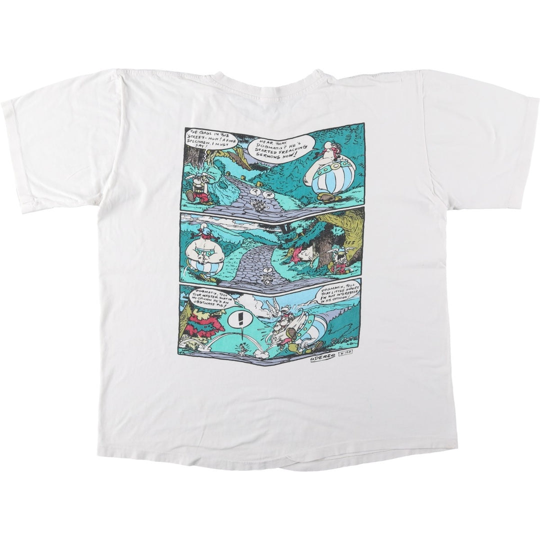 Asterix Print T-Shirt, Men's Size L (Equivalent), Vintage unclear white type Vintage Second Hand