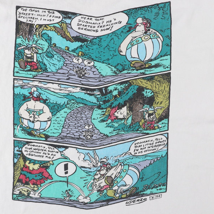 Asterix Print T-Shirt, Men's Size L (Equivalent), Vintage unclear white type Vintage Second Hand