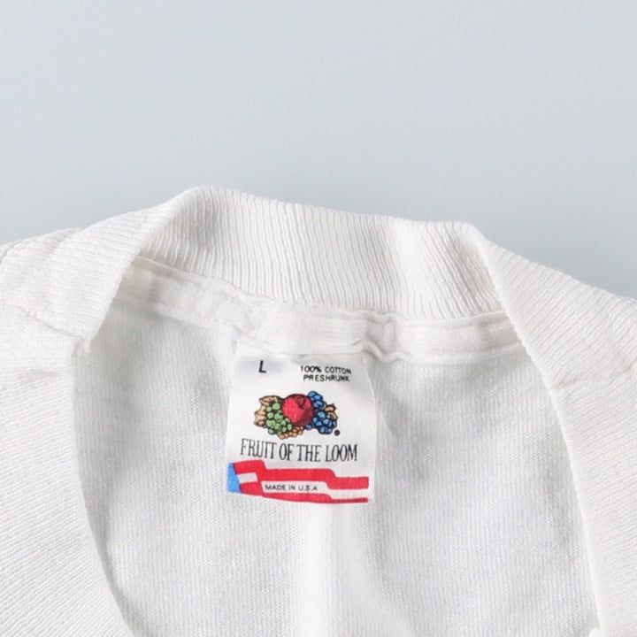 80'S Fruit of the Loom Kanji Print T-Shirt, Made in USA, Men's Size L (approx.), Vintage cotton white type Vintage Second Hand