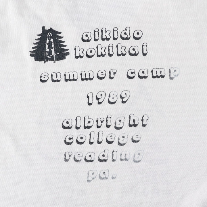 80'S Fruit of the Loom Kanji Print T-Shirt, Made in USA, Men's Size L (approx.), Vintage cotton white type Vintage Second Hand