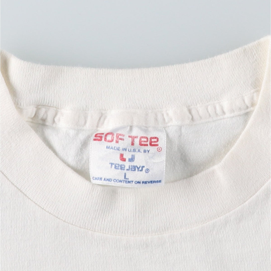 90'S TEE JAYS SOF TEE Print T-Shirt Made in USA Men's L equivalent Vintage cotton white type Vintage Second Hand