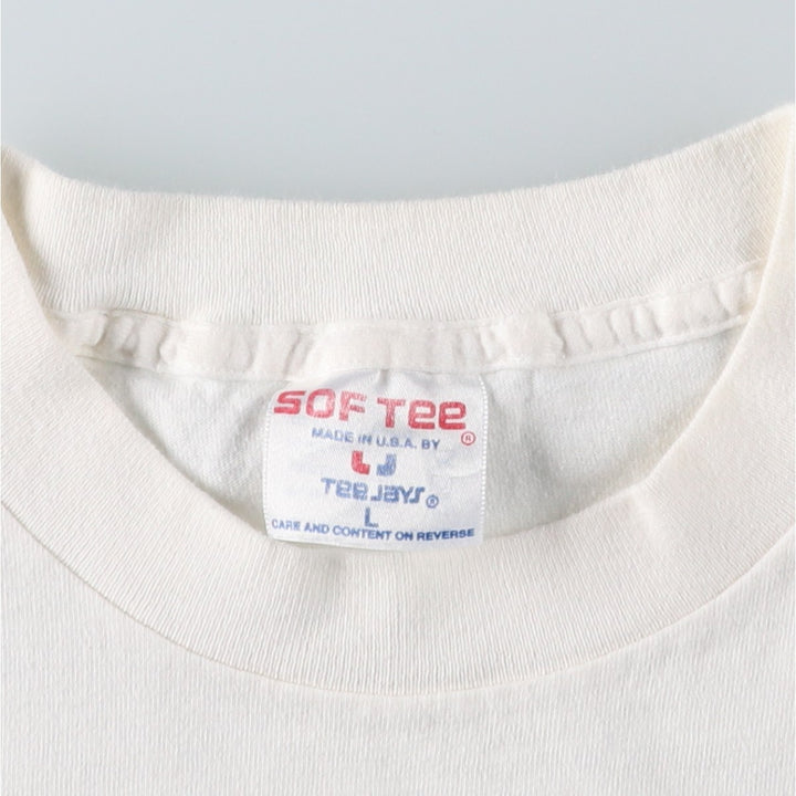 90'S TEE JAYS SOF TEE Print T-Shirt Made in USA Men's L equivalent Vintage cotton white type Vintage Second Hand