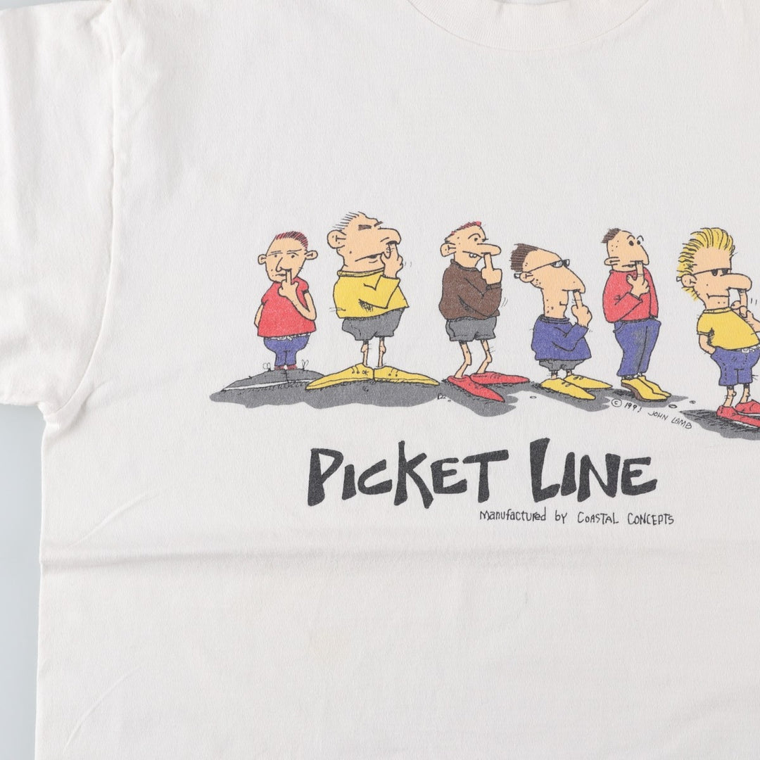 90'S TEE JAYS SOF TEE Print T-Shirt Made in USA Men's L equivalent Vintage cotton white type Vintage Second Hand