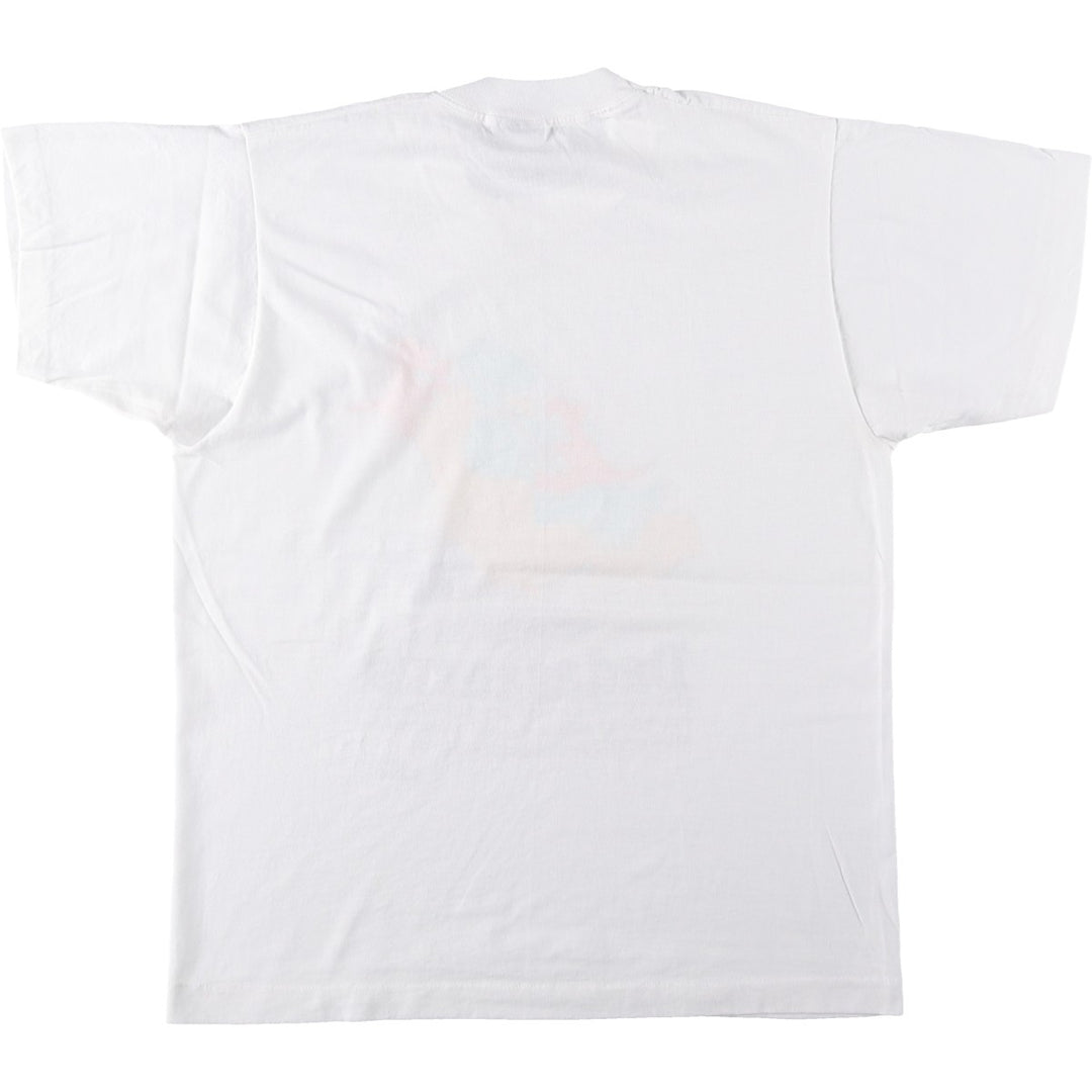 80'S Screen Stars DADASAURUS Character Print T-Shirt, Made in USA, Men's Size L (approx.), Vintage cotton white type Vintage Second Hand