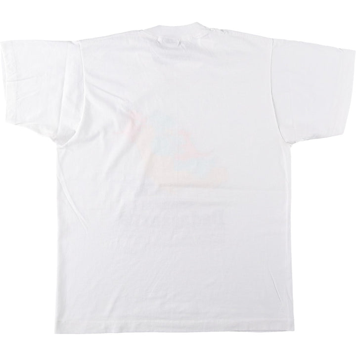 80'S Screen Stars DADASAURUS Character Print T-Shirt, Made in USA, Men's Size L (approx.), Vintage cotton white type Vintage Second Hand