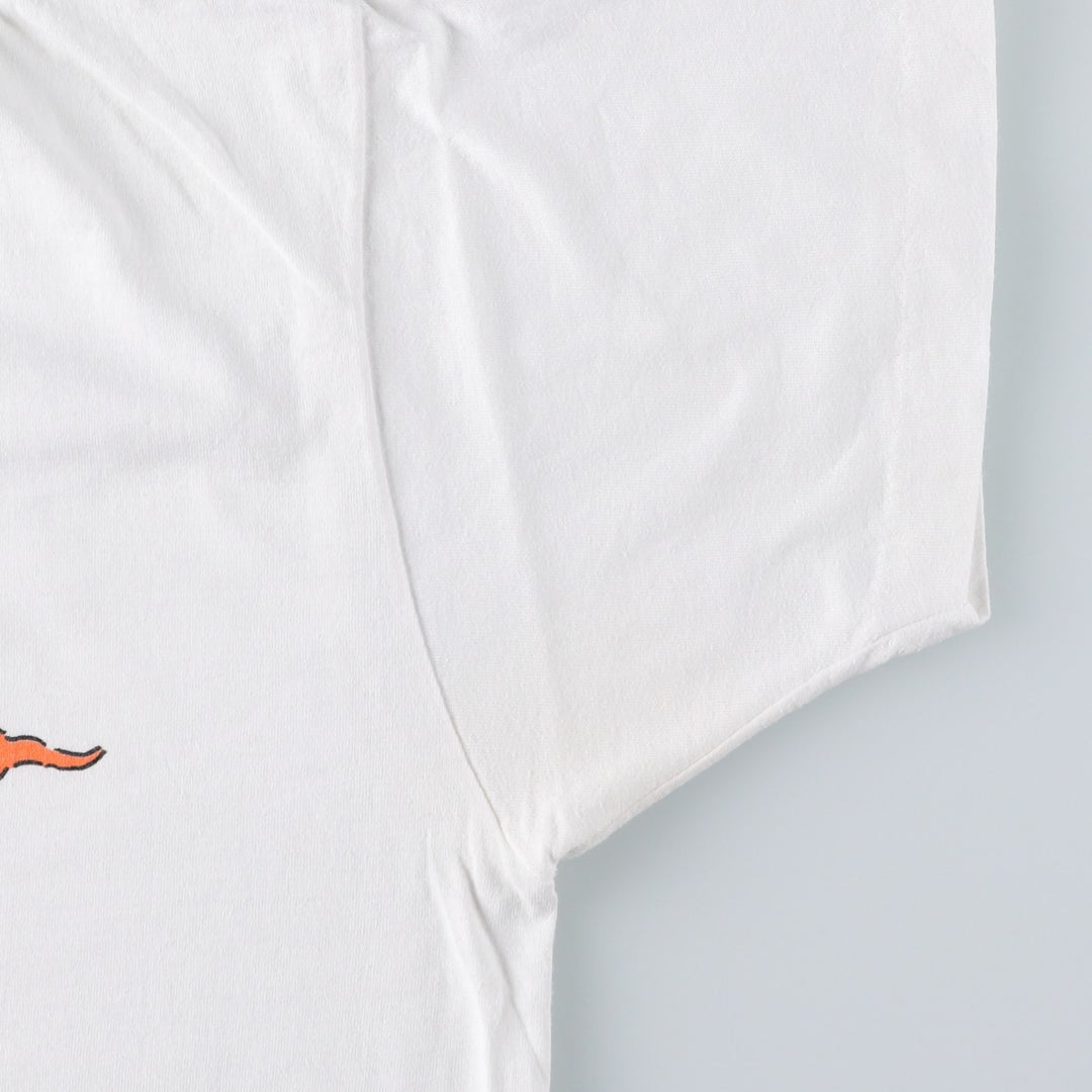 80'S Screen Stars DADASAURUS Character Print T-Shirt, Made in USA, Men's Size L (approx.), Vintage cotton white type Vintage Second Hand