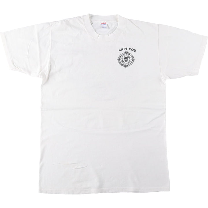 70s-80'S Jerzees by Russell Skull Pattern Print T-Shirt, Made in USA, Men's Size L (approx.), Vintage cotton white type Vintage Second Hand