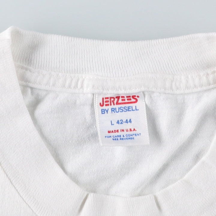 70s-80'S Jerzees by Russell Skull Pattern Print T-Shirt, Made in USA, Men's Size L (approx.), Vintage cotton white type Vintage Second Hand