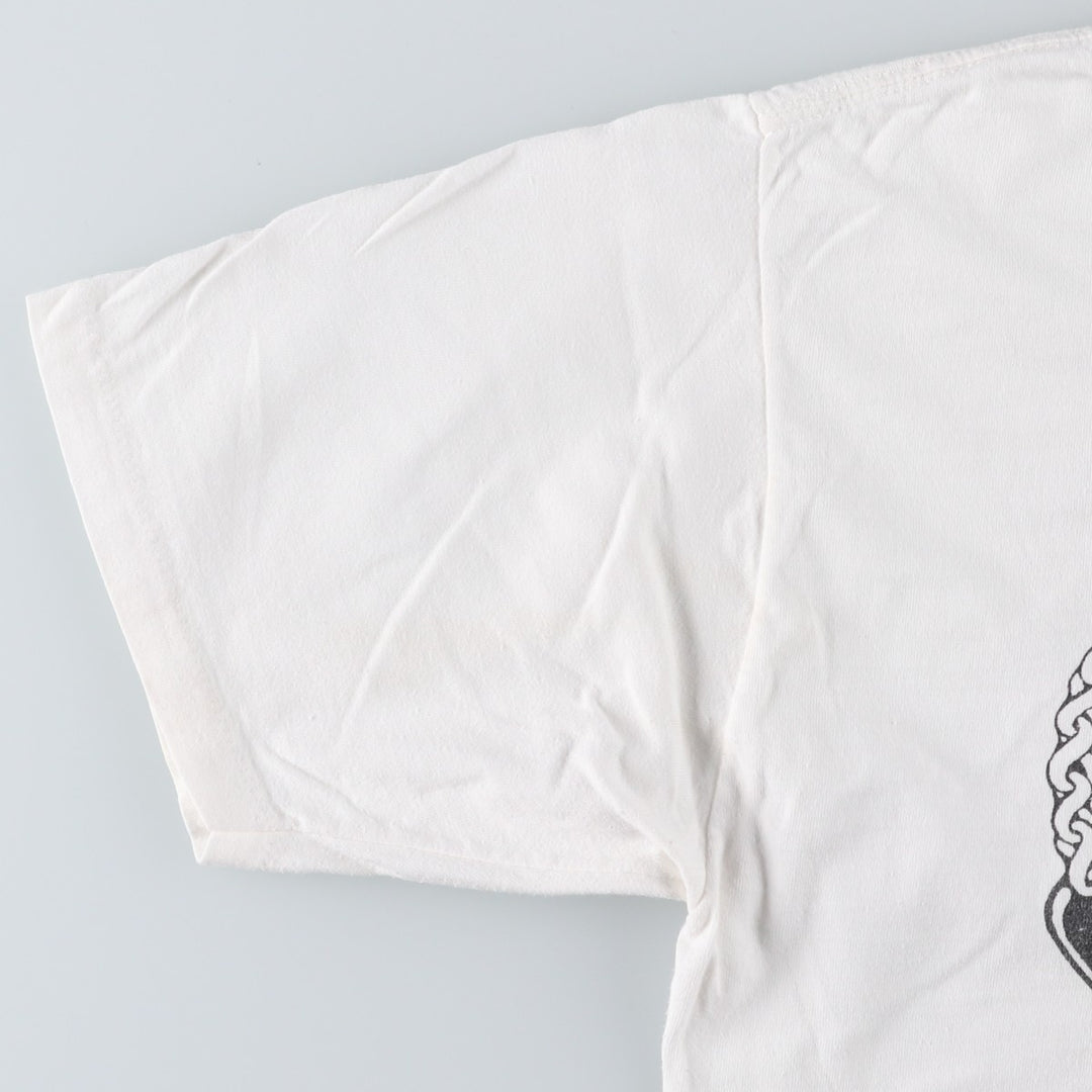 70s-80'S Jerzees by Russell Skull Pattern Print T-Shirt, Made in USA, Men's Size L (approx.), Vintage cotton white type Vintage Second Hand