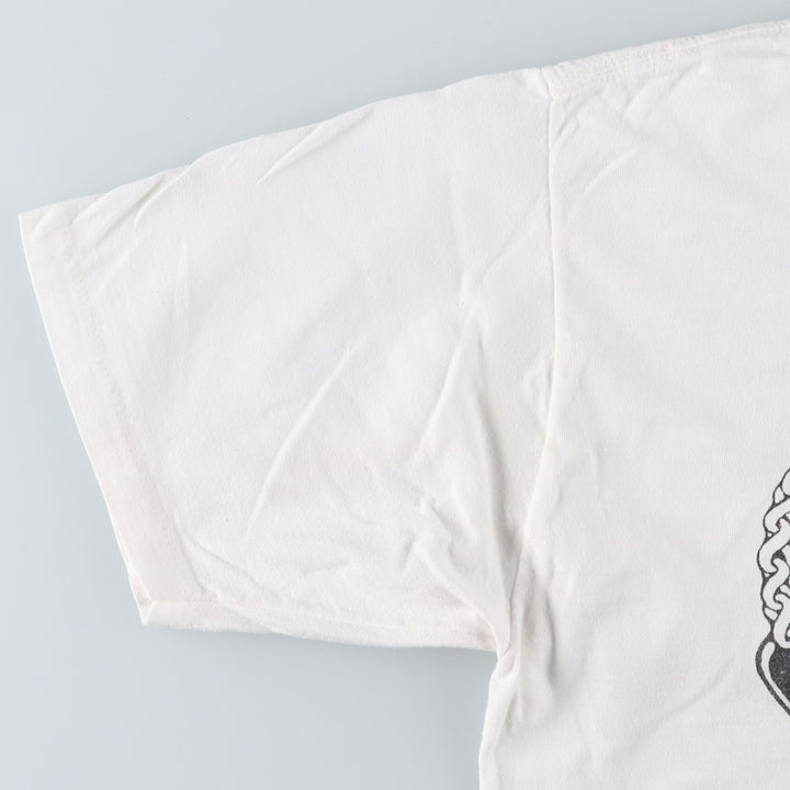 70s-80'S Jerzees by Russell Skull Pattern Print T-Shirt, Made in USA, Men's Size L (approx.), Vintage cotton white type Vintage Second Hand