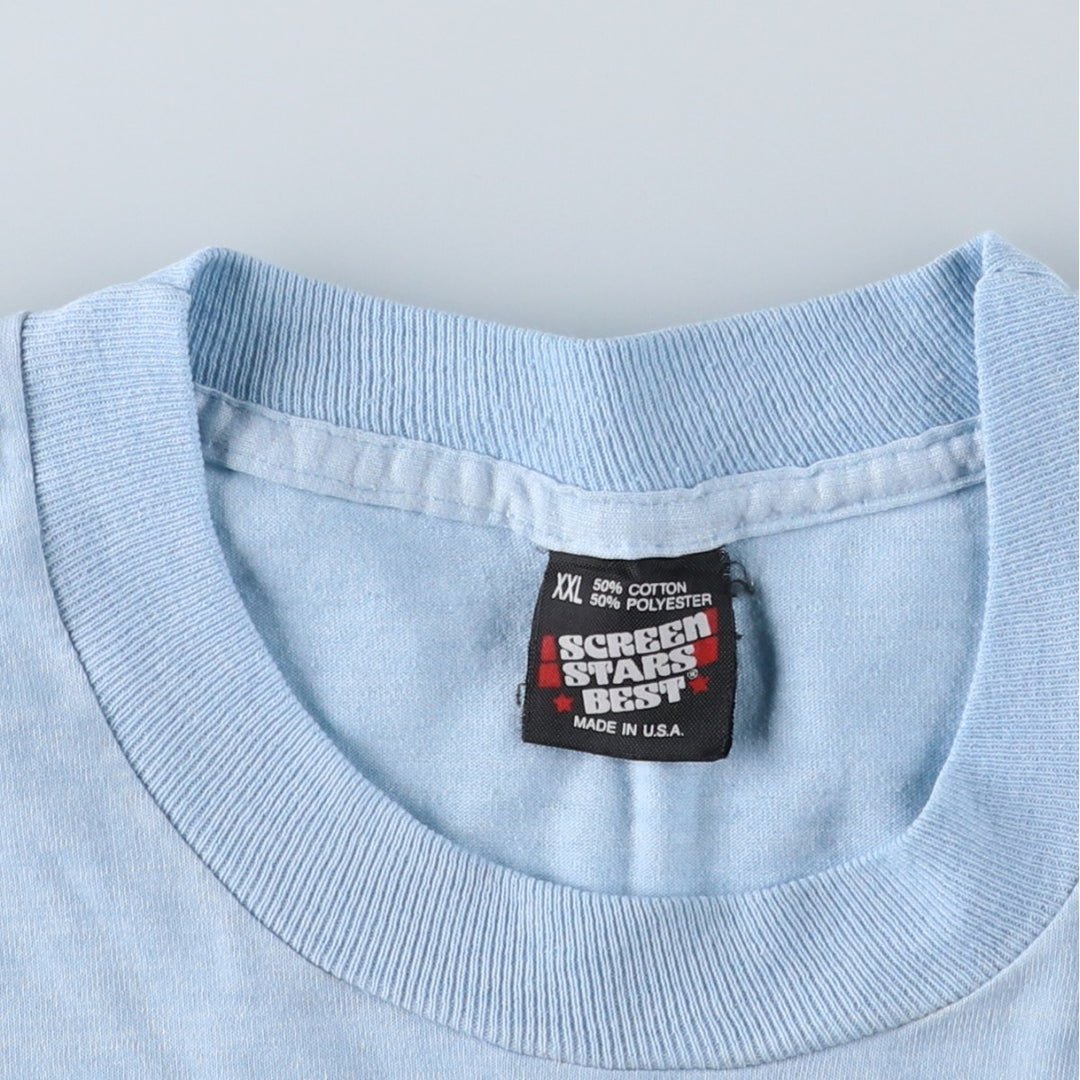 90'S Screen Stars Best Great Figures T-Shirt, Made in USA, Men's XXL equivalent, Vintage cotton Blue type light blue Vintage Second Hand