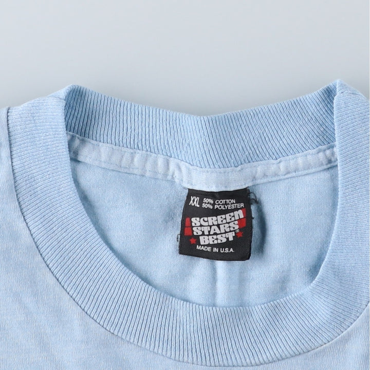 90'S Screen Stars Best Great Figures T-Shirt, Made in USA, Men's XXL equivalent, Vintage cotton Blue type light blue Vintage Second Hand