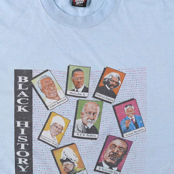 90'S Screen Stars Best Great Figures T-Shirt, Made in USA, Men's XXL equivalent, Vintage cotton Blue type light blue Vintage Second Hand