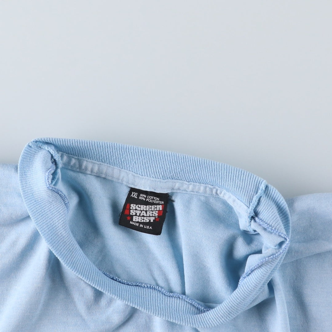 90'S Screen Stars Best Great Figures T-Shirt, Made in USA, Men's XXL equivalent, Vintage cotton Blue type light blue Vintage Second Hand
