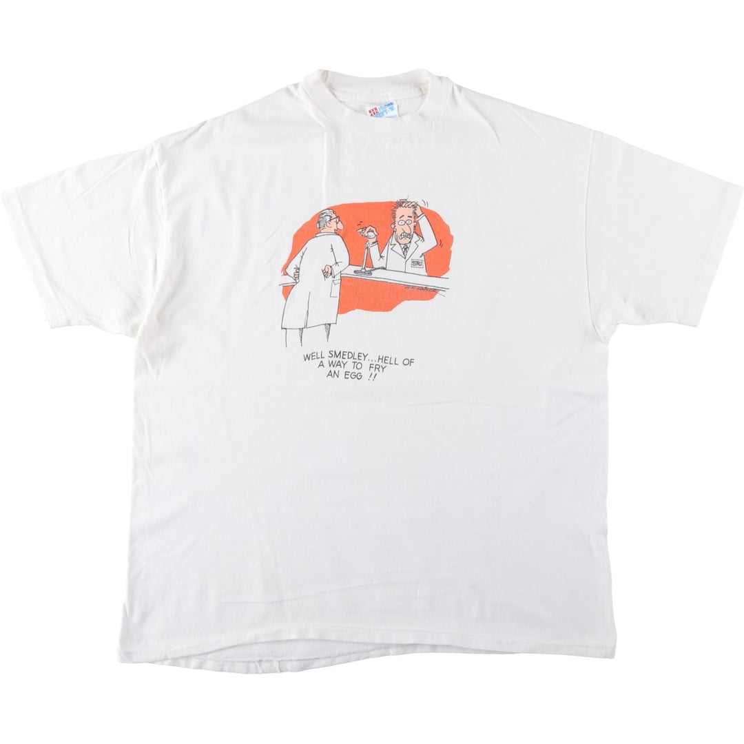 90'S Hanes BEEFY-T Printed T-shirt Made in USA Men's XL Vintage cotton white type Vintage Second Hand