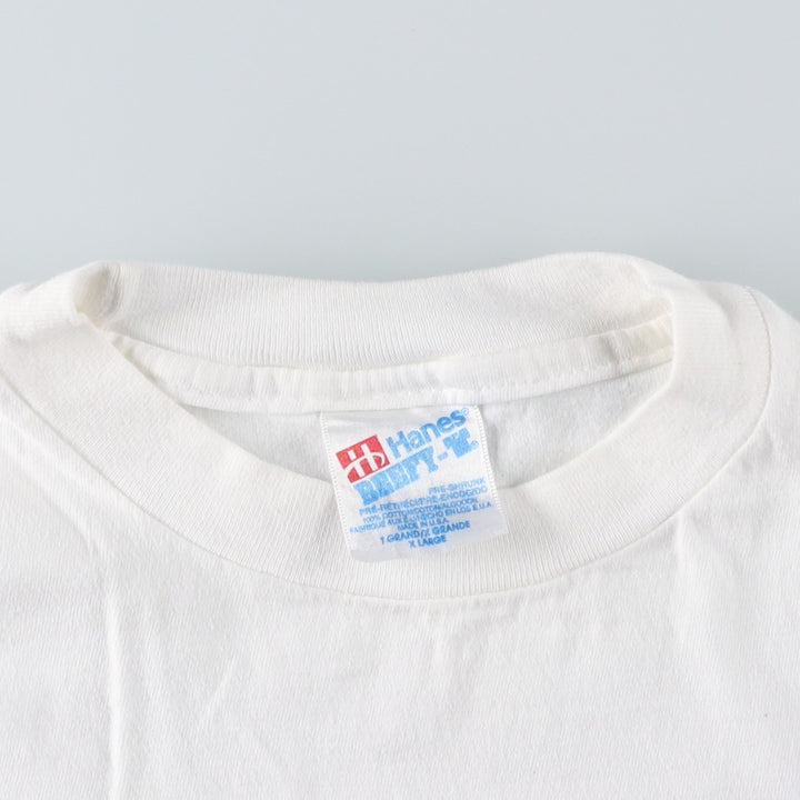 90'S Hanes BEEFY-T Printed T-shirt Made in USA Men's XL Vintage cotton white type Vintage Second Hand