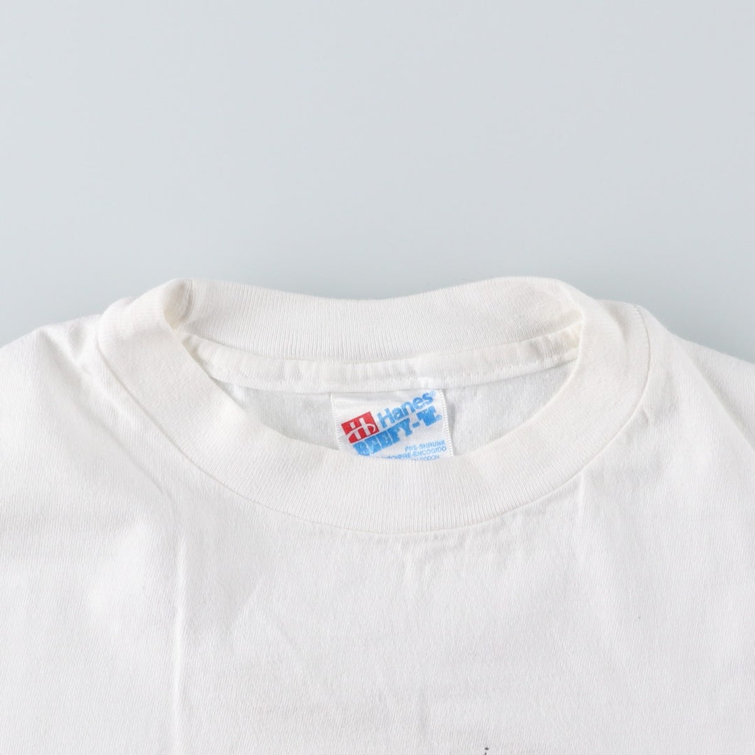 90'S Hanes BEEFY-T Printed T-shirt Made in USA Men's XL Vintage cotton white type Vintage Second Hand