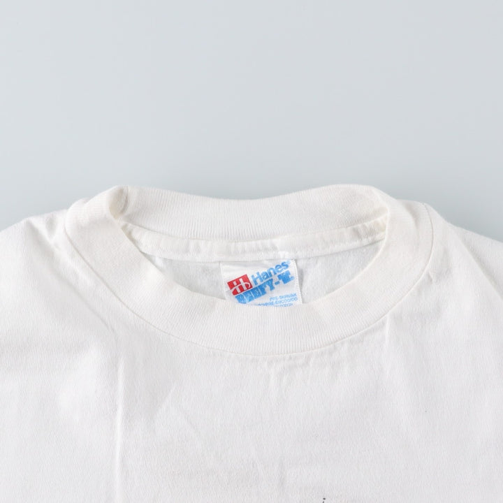 90'S Hanes BEEFY-T Printed T-shirt Made in USA Men's XL Vintage cotton white type Vintage Second Hand