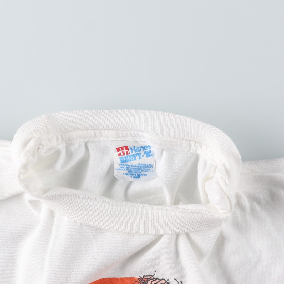90'S Hanes BEEFY-T Printed T-shirt Made in USA Men's XL Vintage cotton white type Vintage Second Hand