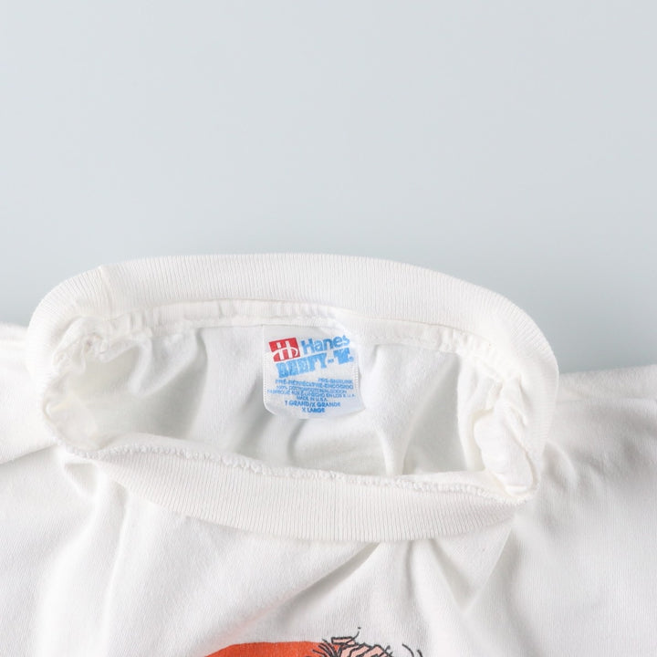 90'S Hanes BEEFY-T Printed T-shirt Made in USA Men's XL Vintage cotton white type Vintage Second Hand