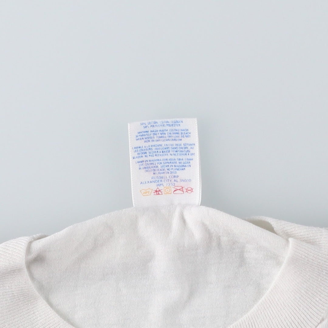 90'S Jerzees Printed T-shirt Made in USA Men's L Size Vintage cotton white type Vintage Second Hand