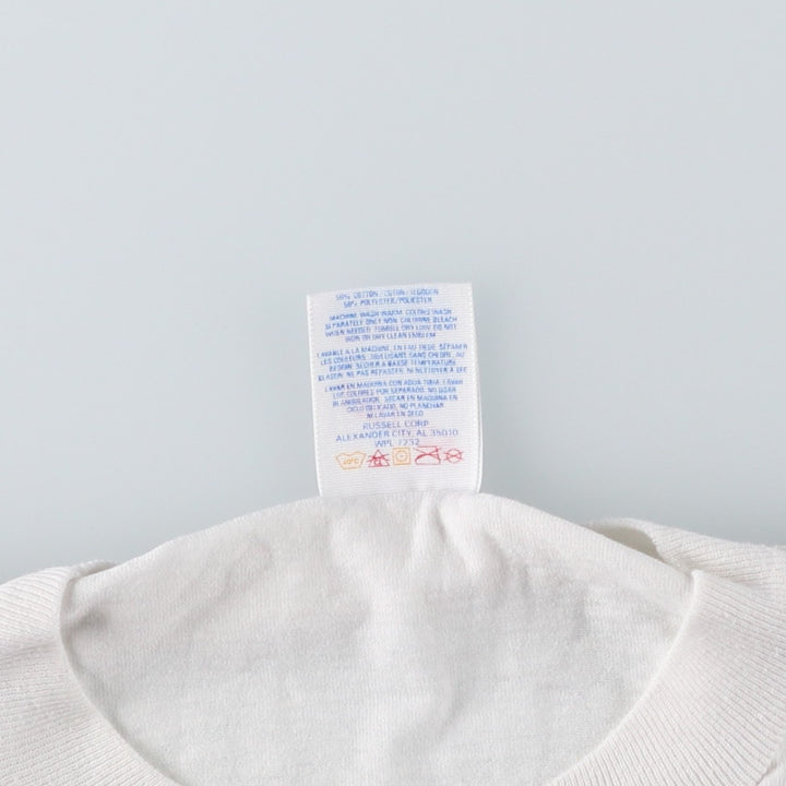 90'S Jerzees Printed T-shirt Made in USA Men's L Size Vintage cotton white type Vintage Second Hand