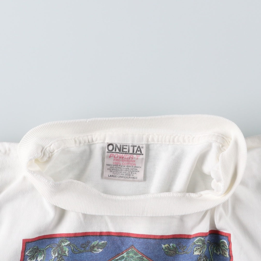 90'S Jerzees POWER-T Advertising T-Shirt, Made in USA, Men's Size L (approx.), Vintage cotton white type Vintage Second Hand