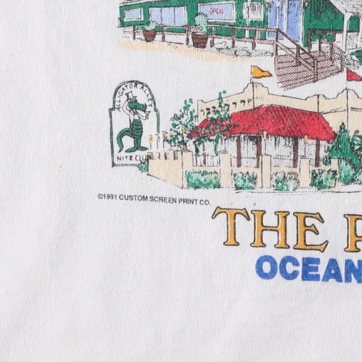 90'S Anvil Printed T-shirt, Made in USA, Men's L size, Vintage cotton white type Vintage Second Hand