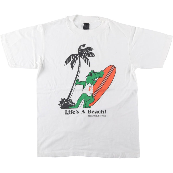 80'S Anvil Animal Pattern Print T-Shirt, Men's Size L (Equivalent), Vintage cotton white type Vintage Second Hand