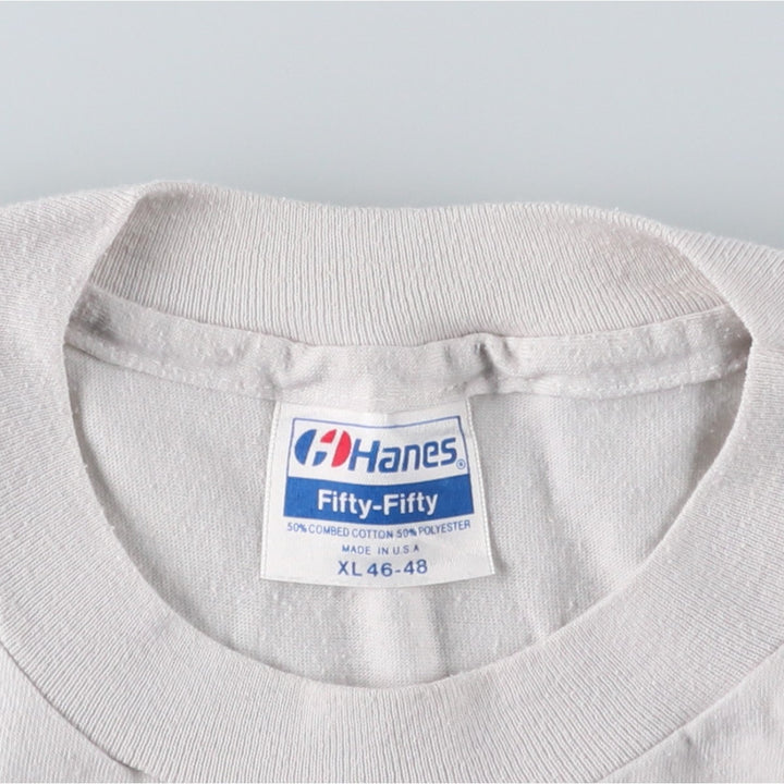 Vintage 1980'S Hanes Fifty-Fifty Blue Tag Print T-Shirt, Made in USA, Men's XL cotton white type Vintage Second Hand
