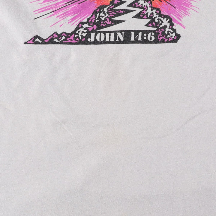 Vintage 1980'S Hanes Fifty-Fifty Blue Tag Print T-Shirt, Made in USA, Men's XL cotton white type Vintage Second Hand