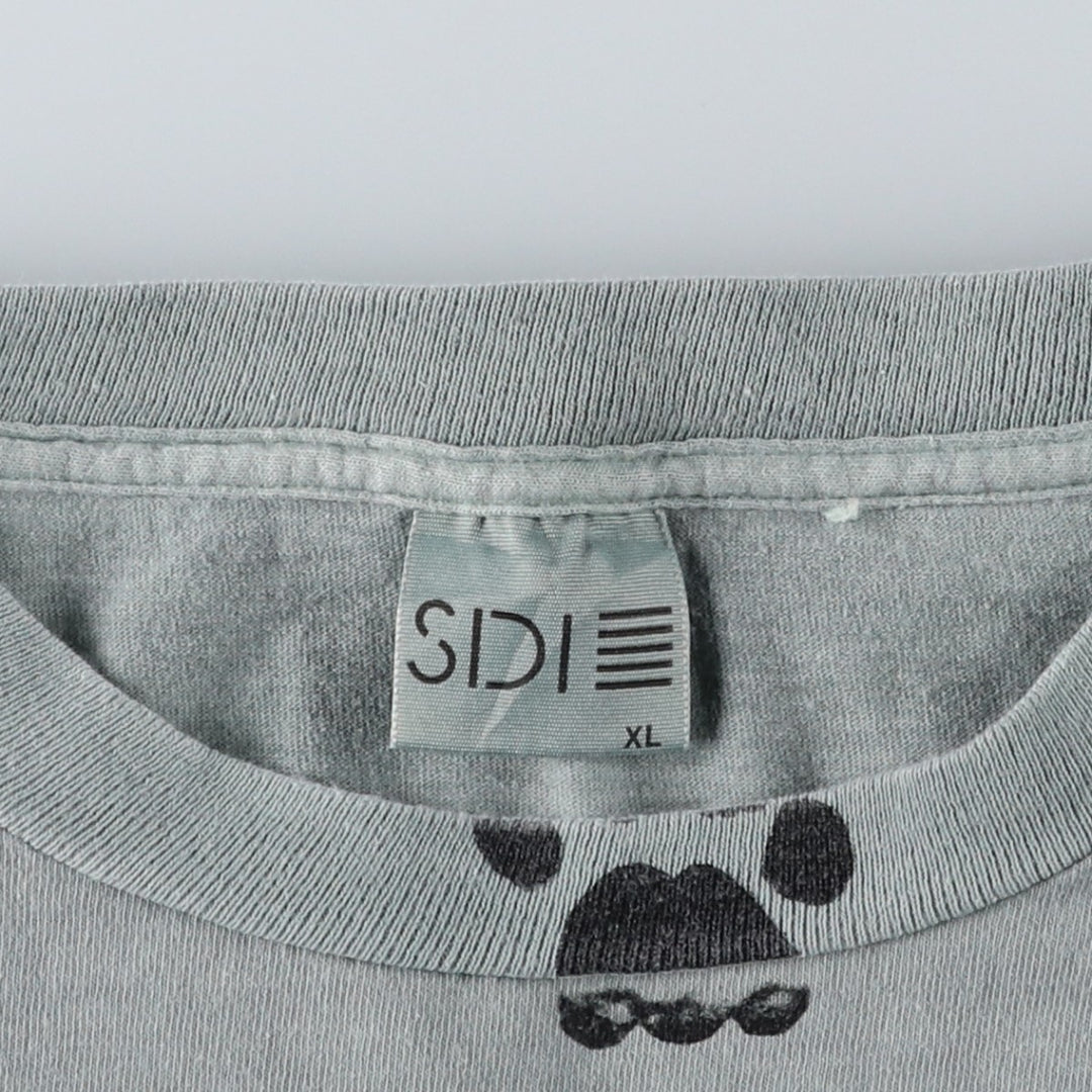 SDI all-over print T-shirt, made in USA, men's size XL. cotton Khaki type sage green Vintage Second Hand