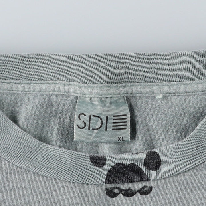 SDI all-over print T-shirt, made in USA, men's size XL. cotton Khaki type sage green Vintage Second Hand